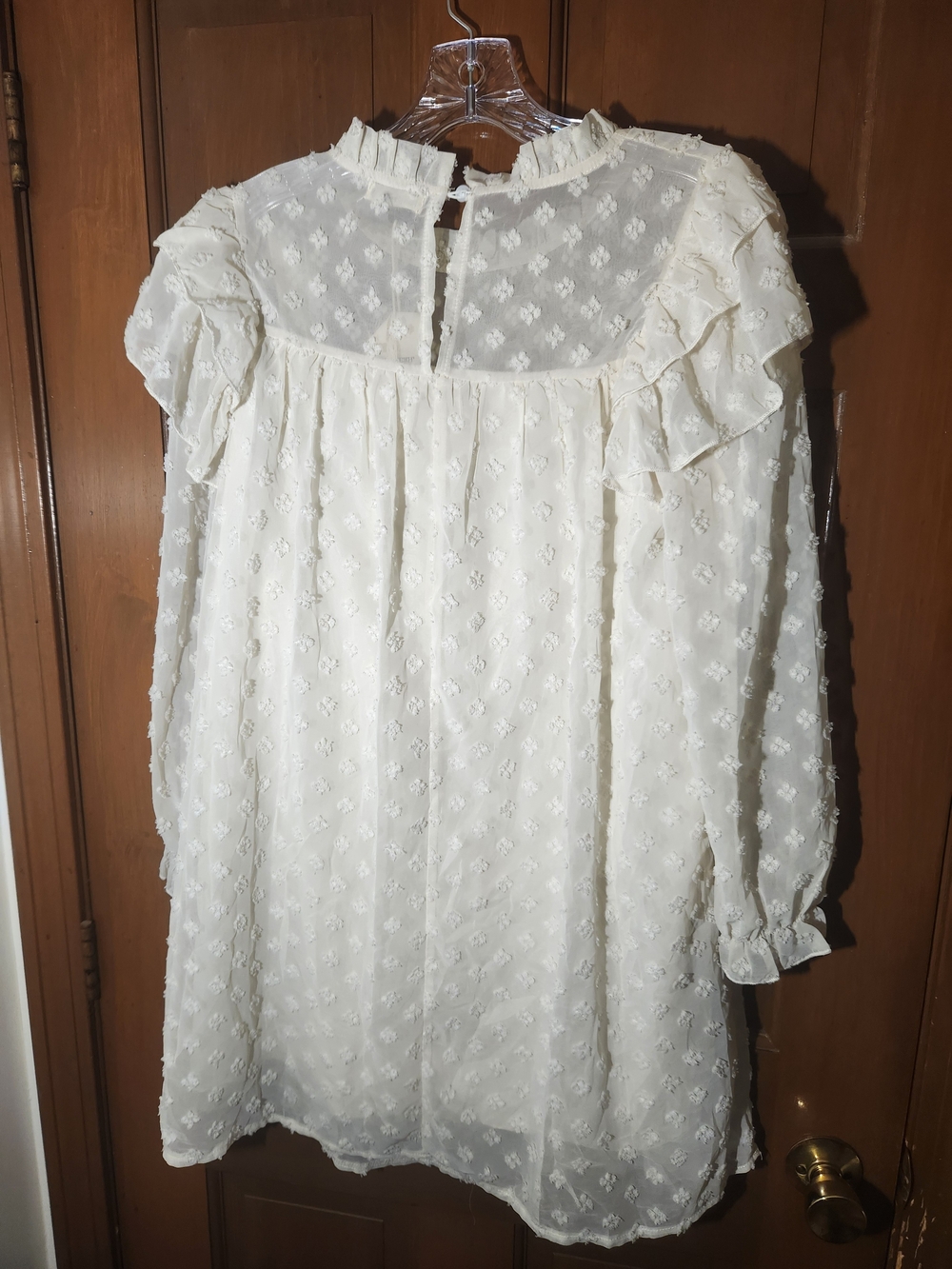 And The Why Ivory Swiss Dot Ruffle Babydoll Dress Size S NWT - Picture 3 of 11